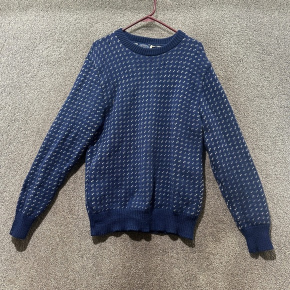 The Lodge at Dunster House Other - Vintage The Lodge at Dunster House Blue Birdseye Wool Knit Sweater Mens Large